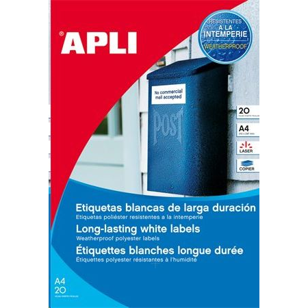 APLI 99.1x38.1 mm etikett, poliészter, időjárásálló, kerekített sarkú 280 darab (LCA12113) (LCA12113)