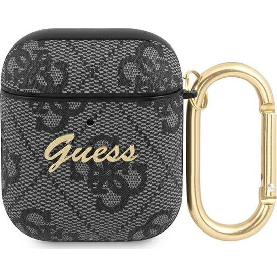 Funda Airpods Rígida Diseño Guess Logo Relieve Negro