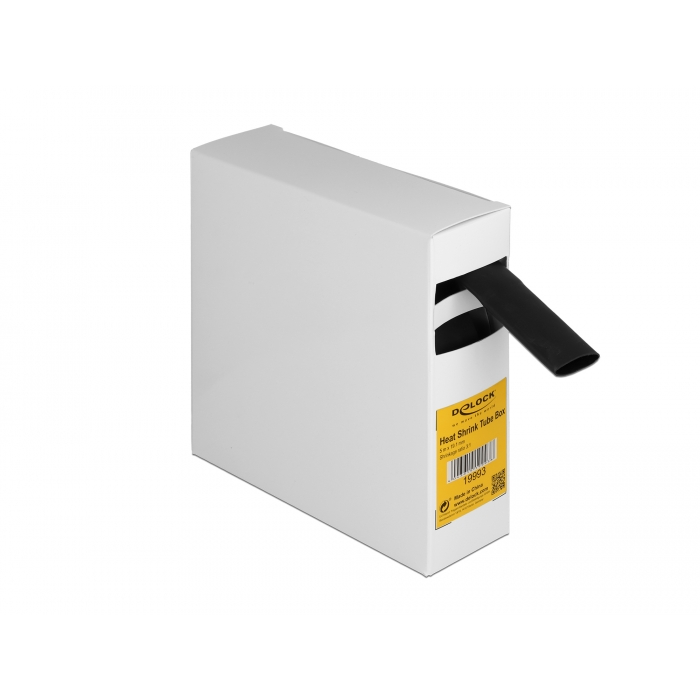 Delock Hűtő kiegészítő doboz öntapadó, 3:1 arányú összehúzódó belsővel, 5 m x 19,1 mm fekete (19993) (19993)