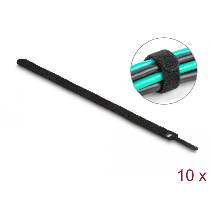 Delock befűzős kábelkötegelő 250X12mm 10 db fekete (19054) (DE19054)