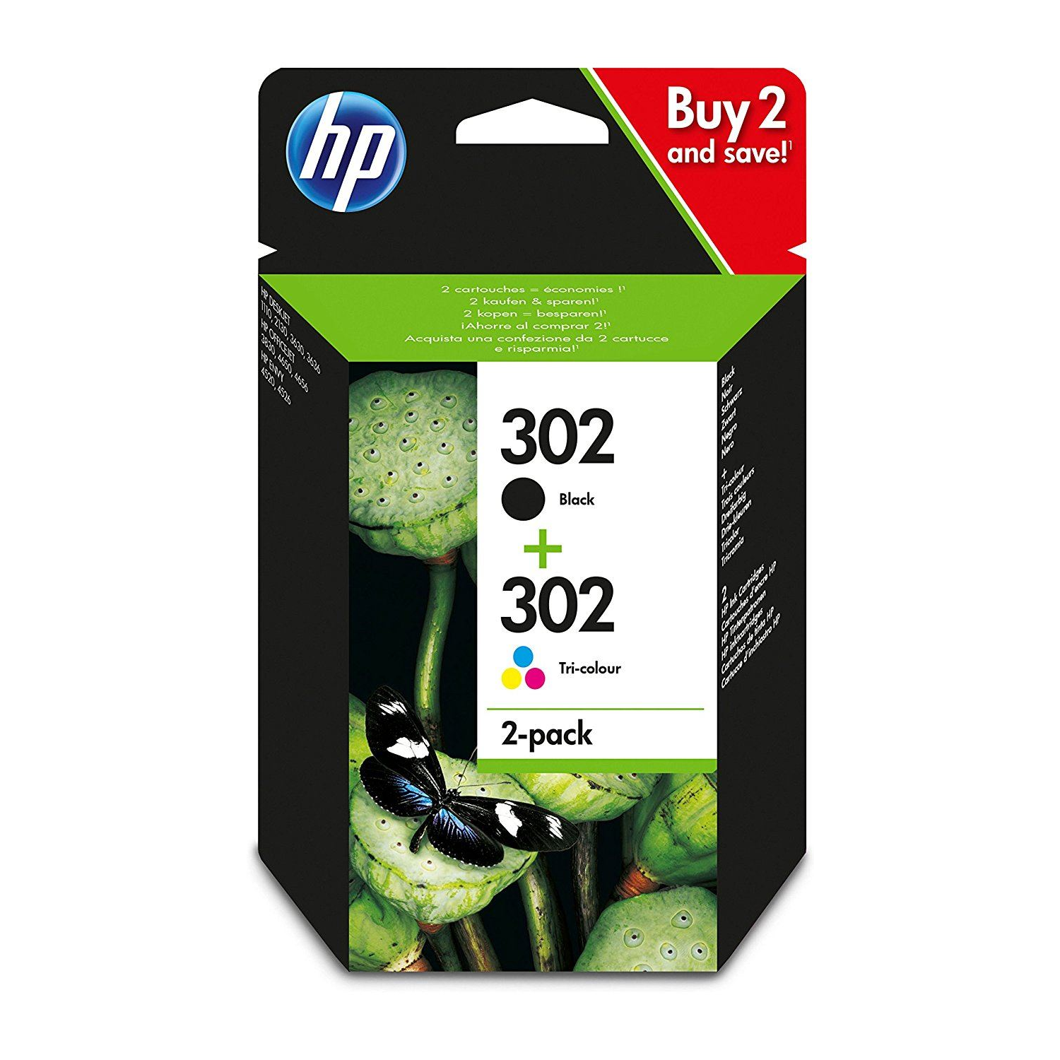 HP 302 tintapatron fekete/háromszínű 2 darabos (X4D37AE) (X4D37AE)