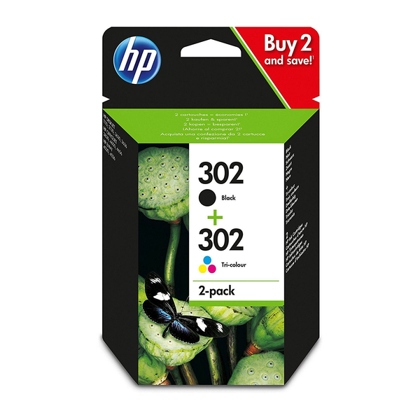 HP 302 2-pack Black/Tri-colour Original Ink Cartridges atramentová náplň 2 kusov Originál Štandardná výťažnosť Čierna, Azúrová, Purpurová, Žltá
