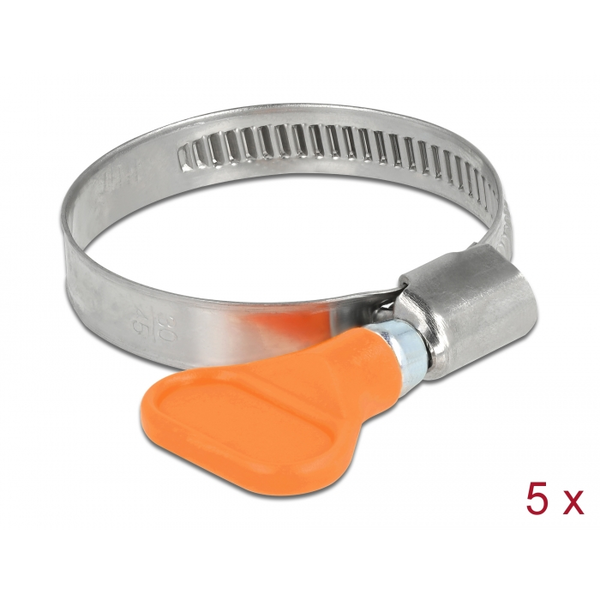 DELOCK Schlauchschelle, Flügelmutter 30-45mm 5 Stk. orange