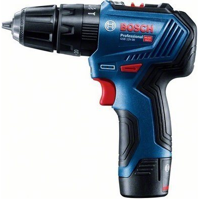 Bosch GSB 12V-30 2x2Ah + 14 db fúrószár + 25 db bit - táskában