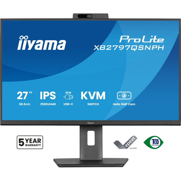 iiyama ProLite XB2797QSNPH-B1 27IN IPS LCD 4MS 2560X1440 350CD/M2 HDMI/DP/USB 2 computerskærm 68,6 cm (27") 2560 x 1440 pixel Quad HD Sort