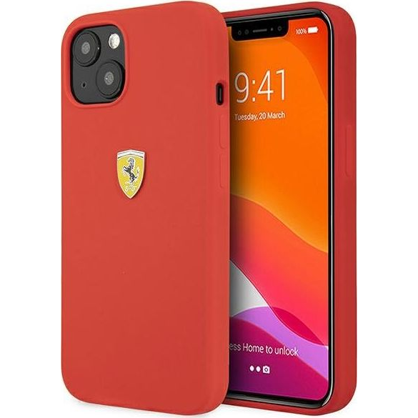 Ferrari Silicone Apple iPhone 13 mini hátlap tok, piros (88423)