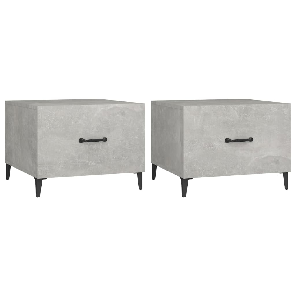 2 db betonszürke dohányzóasztal fémlábakkal 50 x 50 x 40 cm (812735)