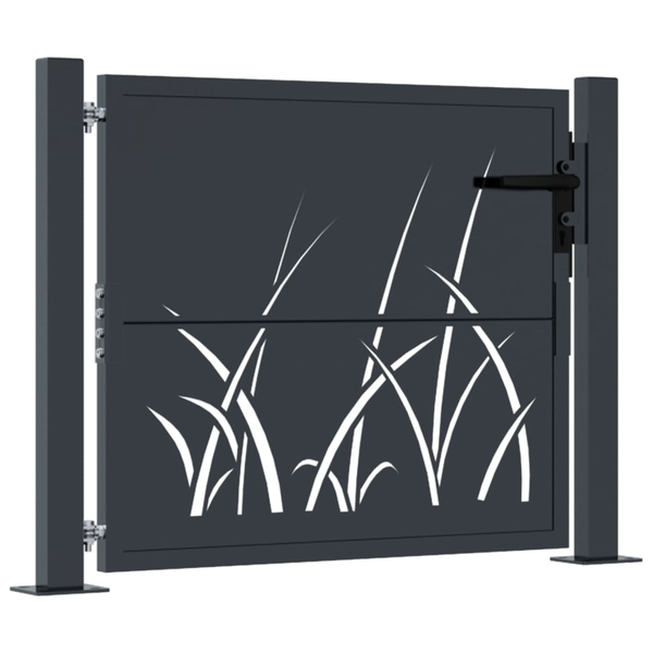 antracitszürke fűmintás acél kertkapu 105 x 105 cm