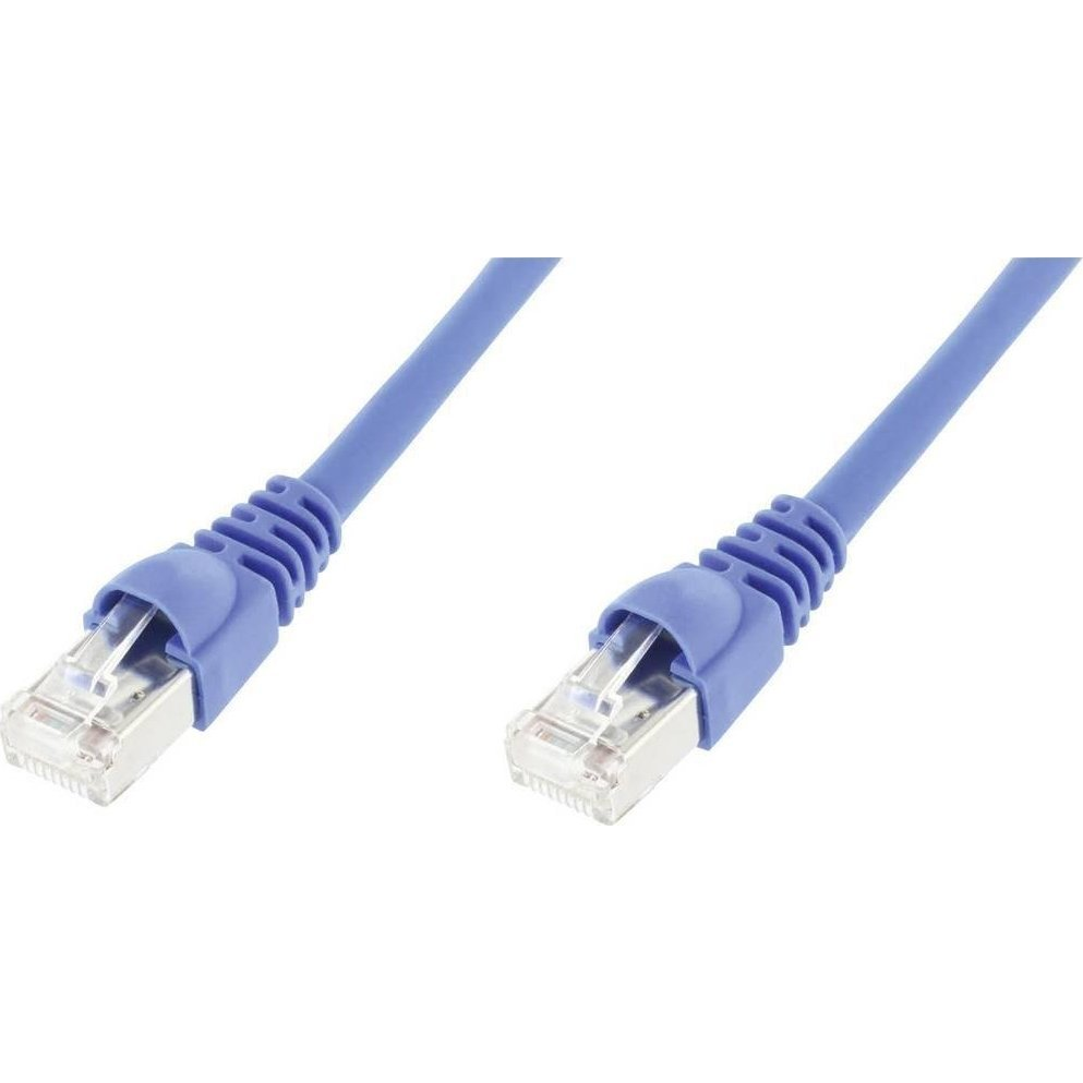 Telegärtner 100008646 RJ45 Hálózati kábel, patchkábel CAT 6A S/FTP 5.00 m Kék Lángálló, Védővel, Lángálló, Halogénmentes, UL minősített 1 db (100008646)