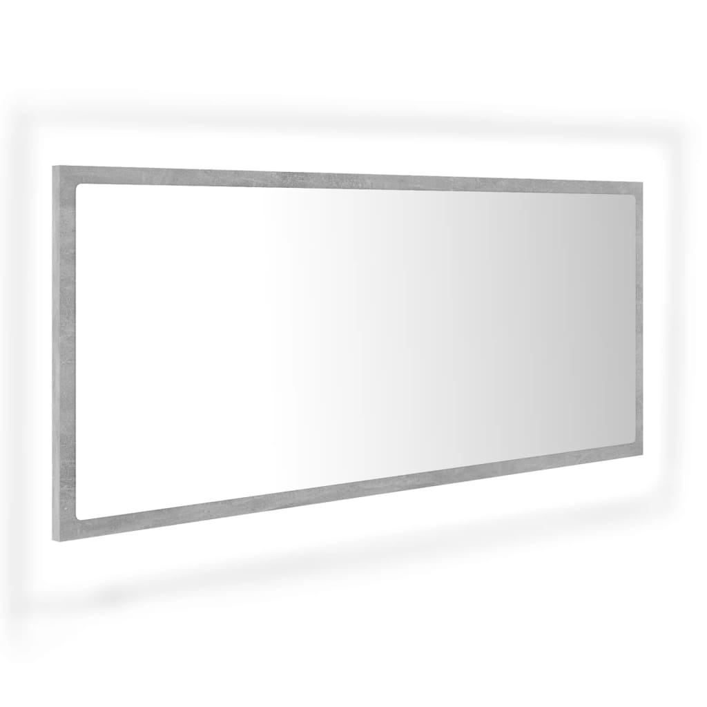 betonszürke akril LED-es fürdőszobatükör 100x8,5x37 cm (804944)
