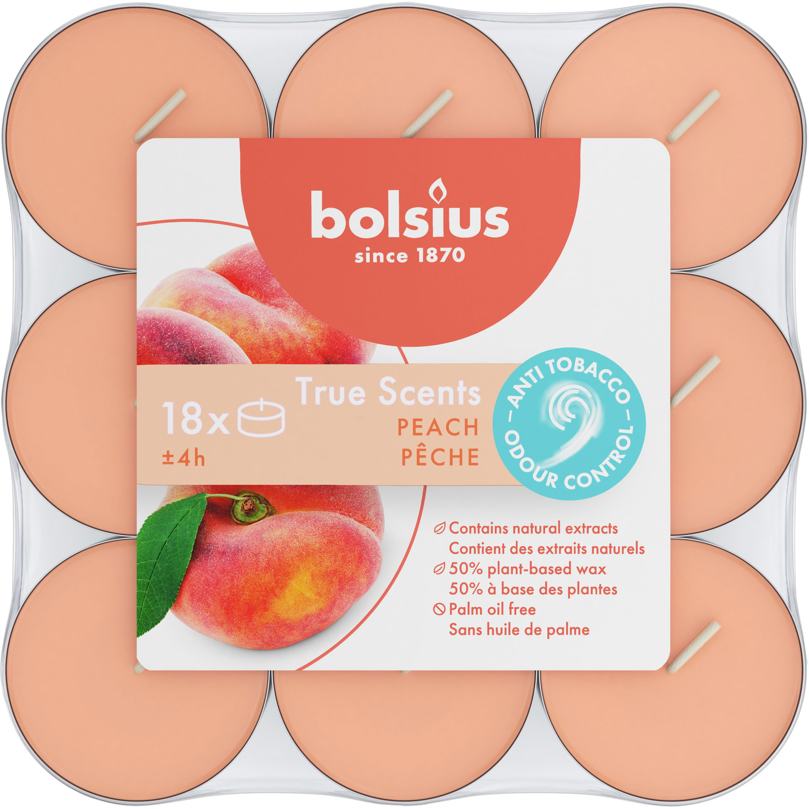 Bolsius Peach 260 g, 18 db (8717847161284)