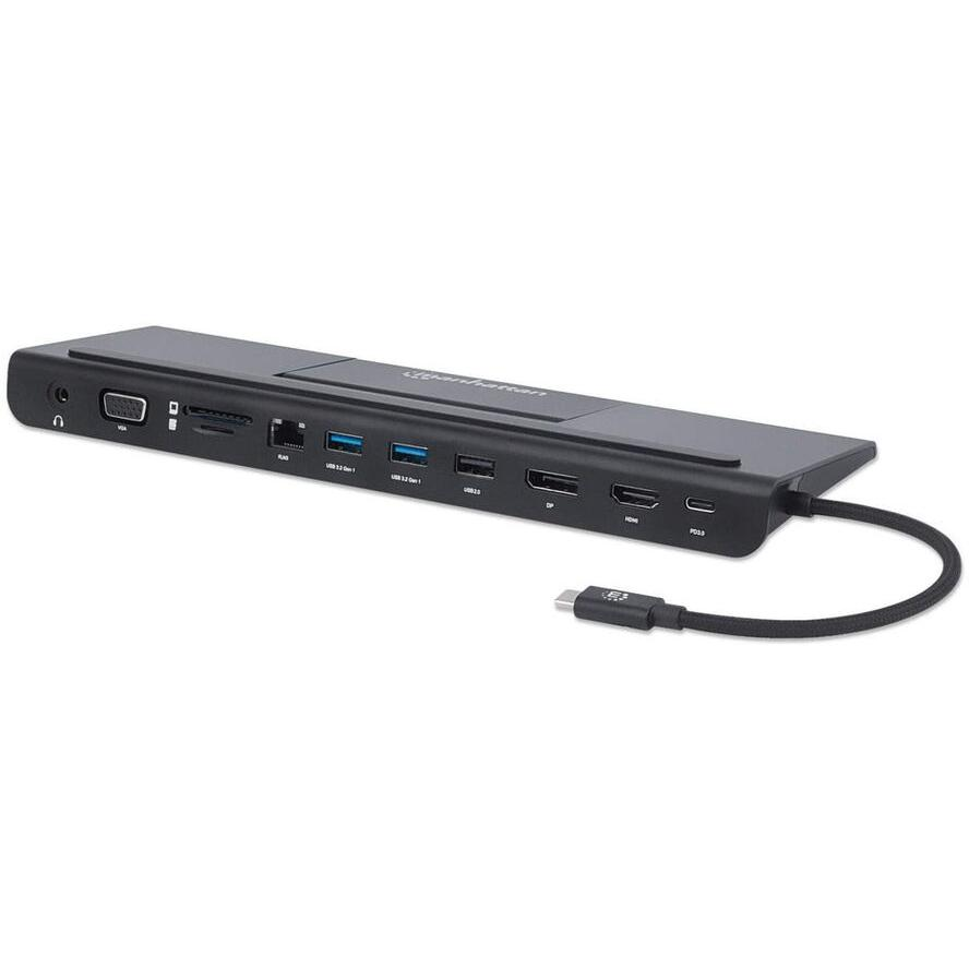 Manhattan 153478 dokovacia stanica a replikátor portov Kábel USB 3.2 Gen 1 (3.1 Gen 1) Type-C Čierna
