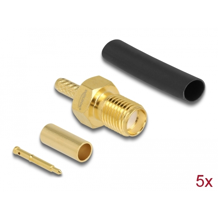 Delock RP-SMA anya RG-174 / RG-316 krimpelésére illeszkedő süllyesztő csővel (90044) (90044)