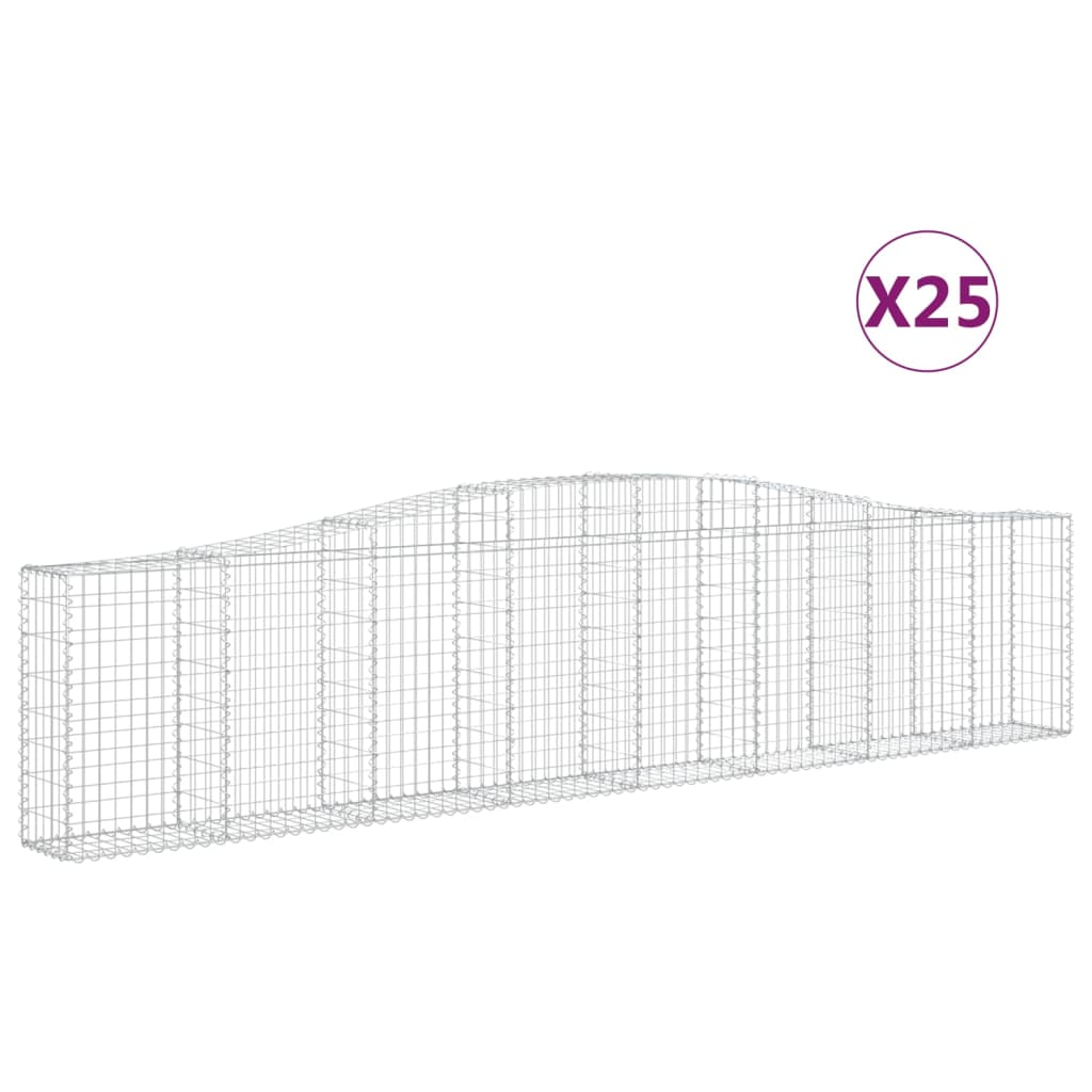 25 db íves horganyzott vas gabion kosár 400x30x80/100 cm (3145824)