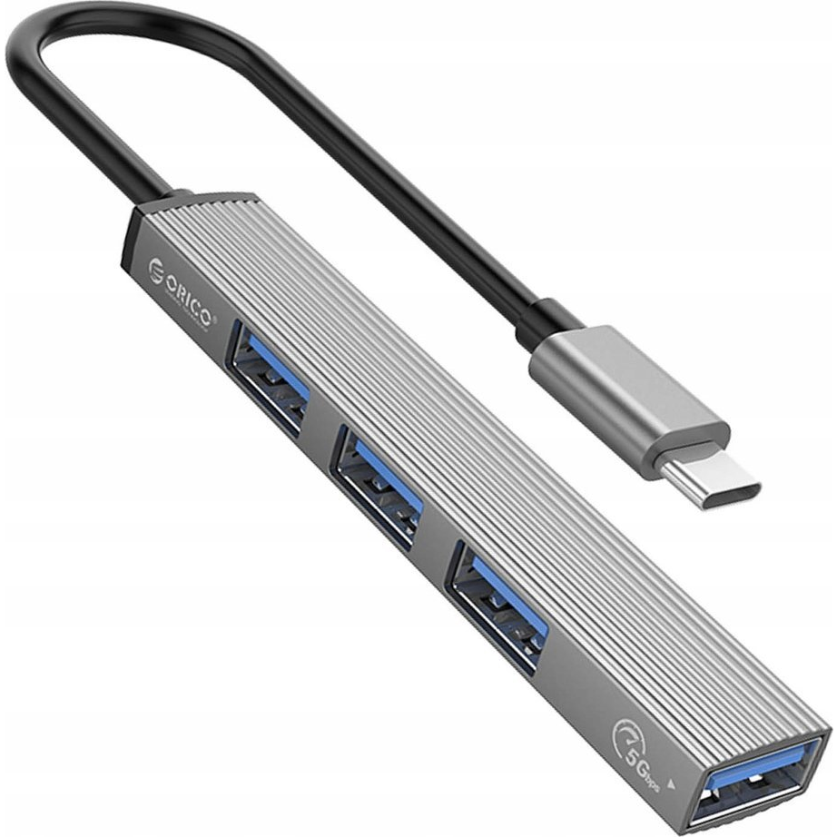 Orico USB3.0 Hub - AH-13-GY-EP (4 port, Bemenet: USB-A, Kimenet: 1xUSB-A 3.0, 3xUSB-A 2.0, ezüst) (AH-13-GY-EP-HW)