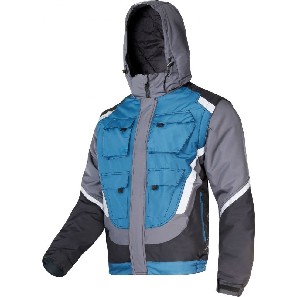 Szigetelt kabát fekete-szürke-türk. fényvisszaverővel, "2xl", ce, lahti (L4092405)