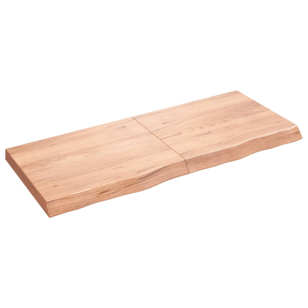 világosbarna kezelt tömör tölgyfa fali polc 120 x 50 x (2-6) cm (363697)