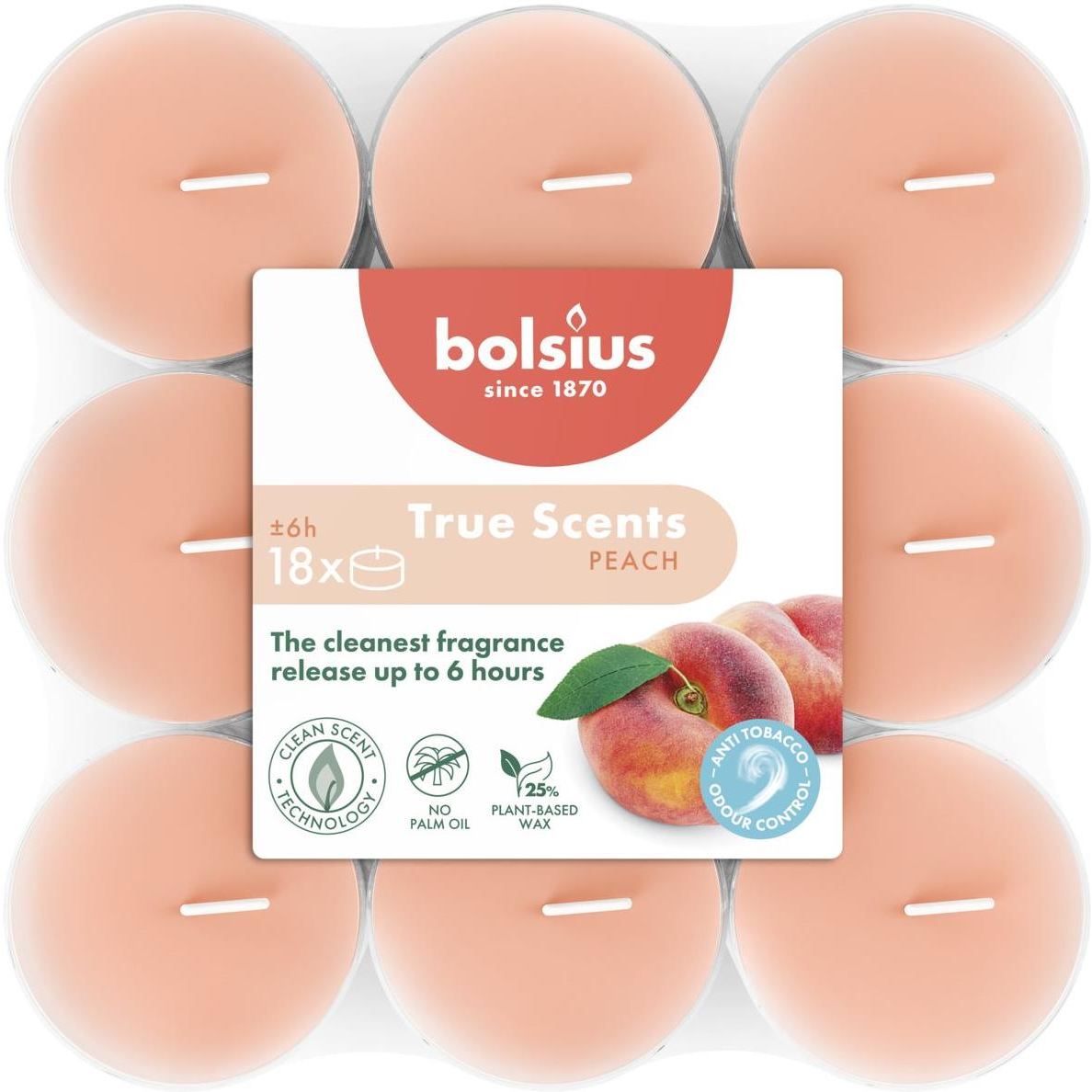 Bolsius Peach 358 g, 18 db (8717847189325)