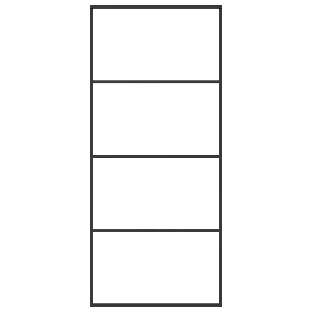 fekete matt ESG üveg és alumínium tolóajtó 90x205 cm (151659)
