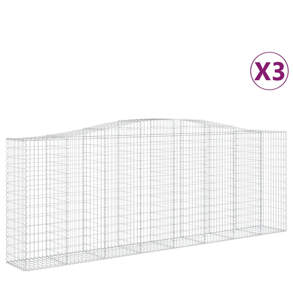 3 db íves horganyzott vas gabion kosár 400x50x140/160 cm (3145983)