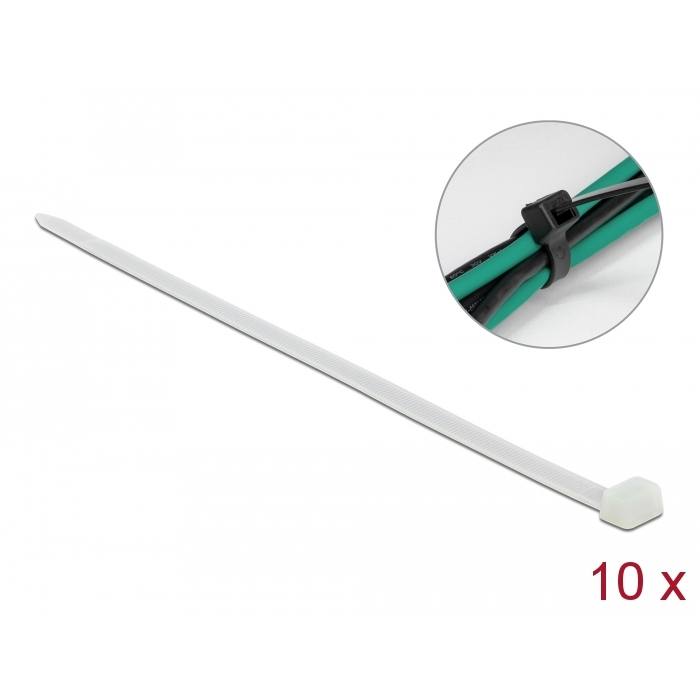 Delock Kábelkötegelő 920 x 9 mm (H x Sz), 10 darab fehér (19703)