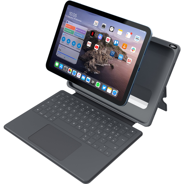DEQSTER 90-2000013 tastatur til mobil enhed QWERTZ Tysk Smart Connector Grå