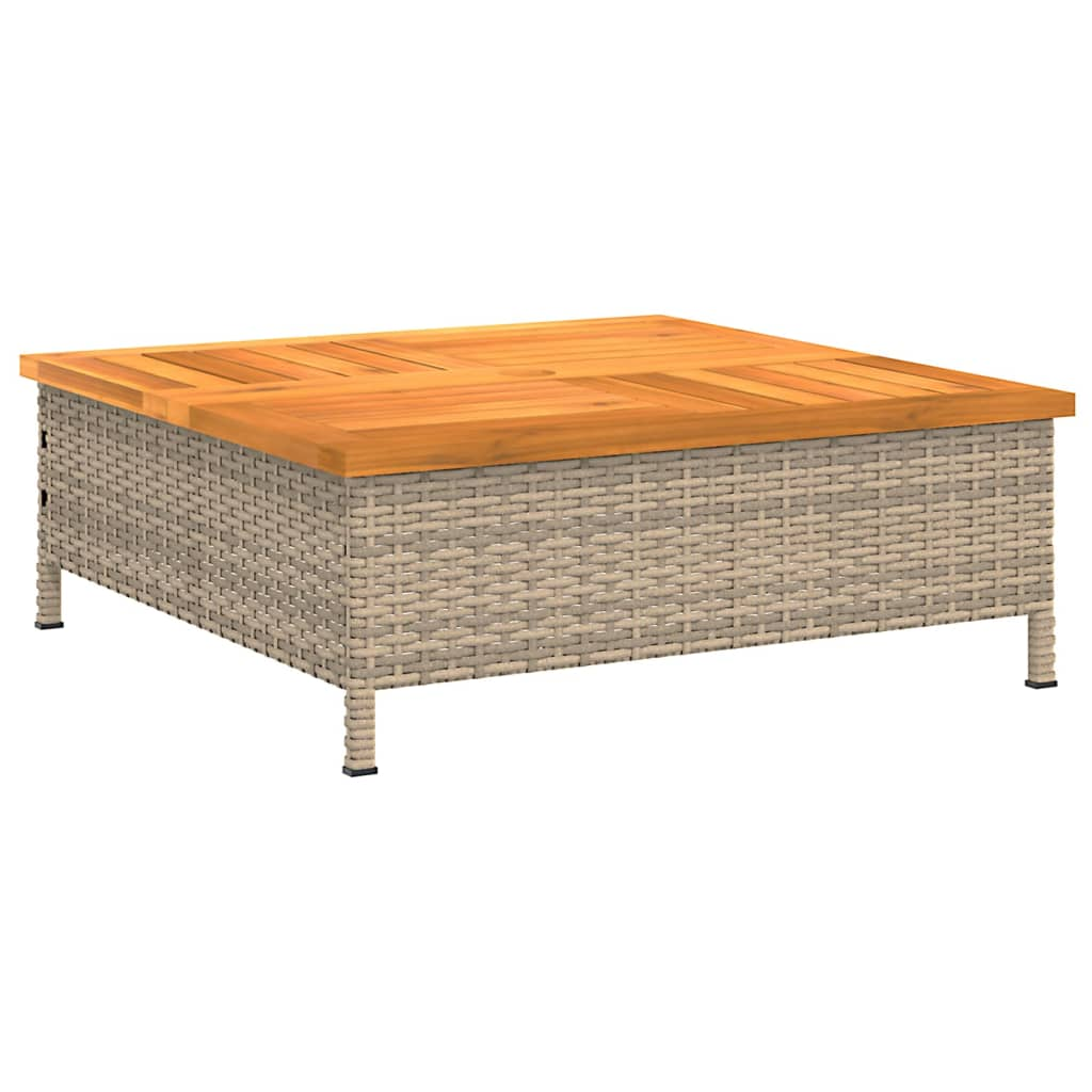 bézs polyrattan és akácfa kerti asztal 70 x 70 x 25 cm (3281631)