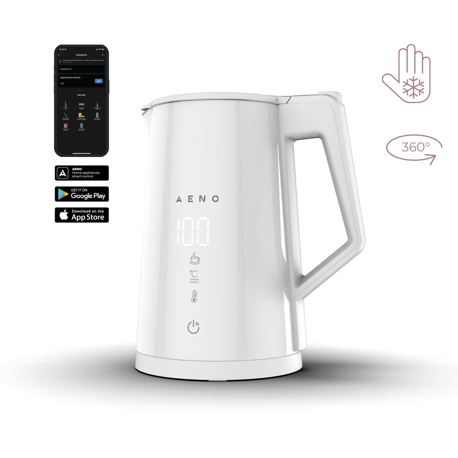 AENO EK8S Elektromos Vízforraló 1,7L Wi-Fi Fehér (AEK0008S)