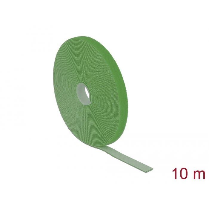Delock tépőzáras szalagtekercs 10mx13mm zöld (18728) (delock18728)