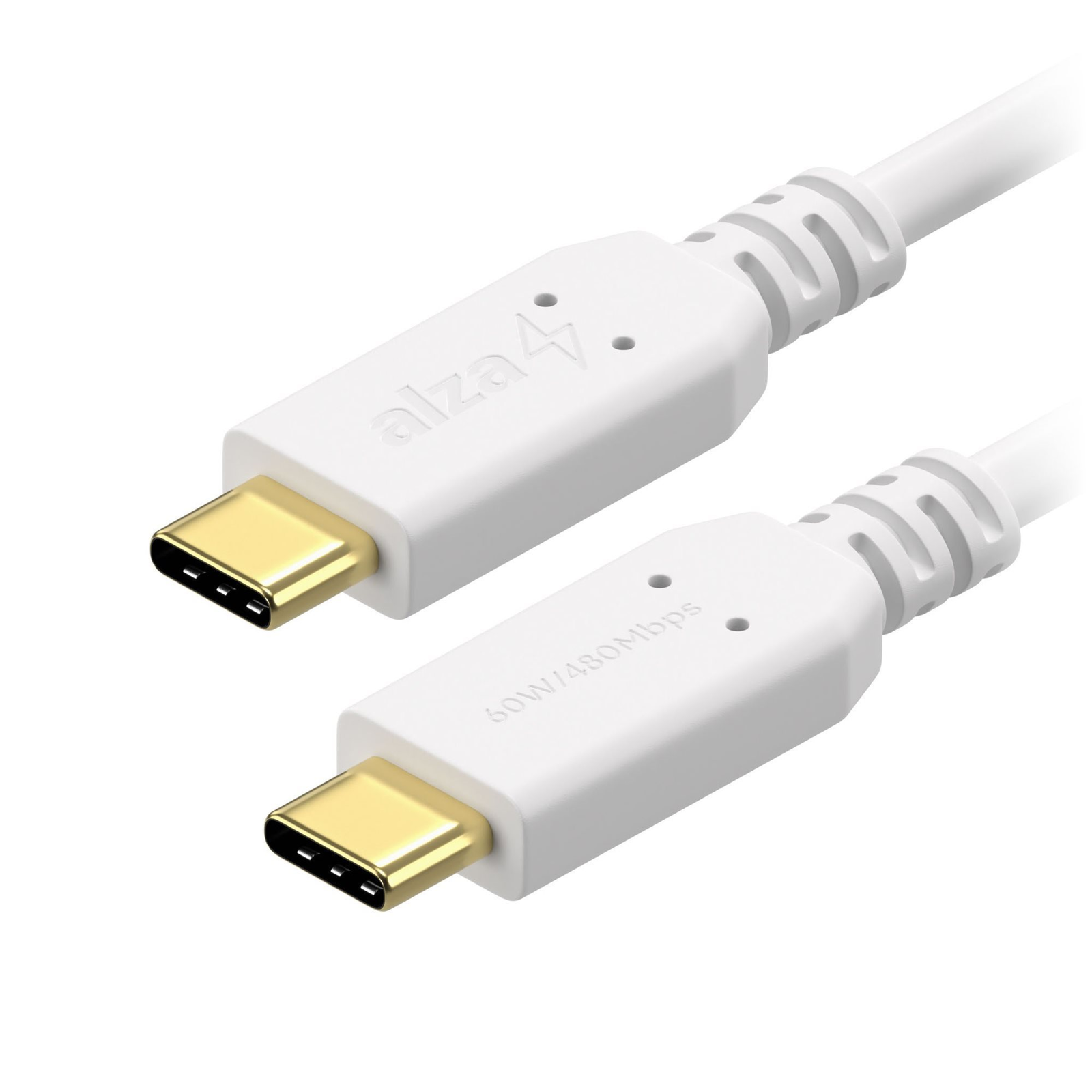 AlzaPower Core USB-C to USB-C 2.0 60W 2m, fehér (APW-CBTC1020W)