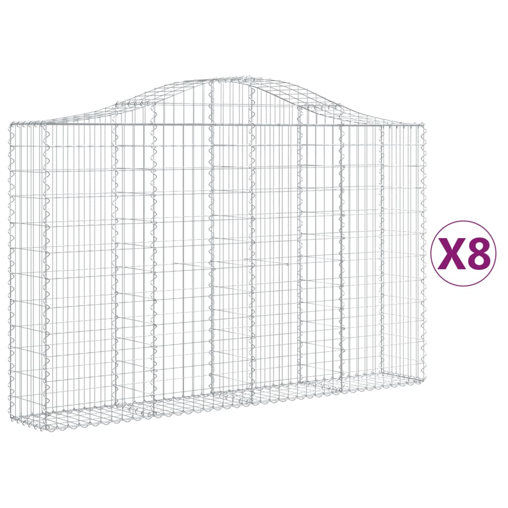 8 db íves horganyzott vas gabion kosár 200x30x120/140 cm (3145457)