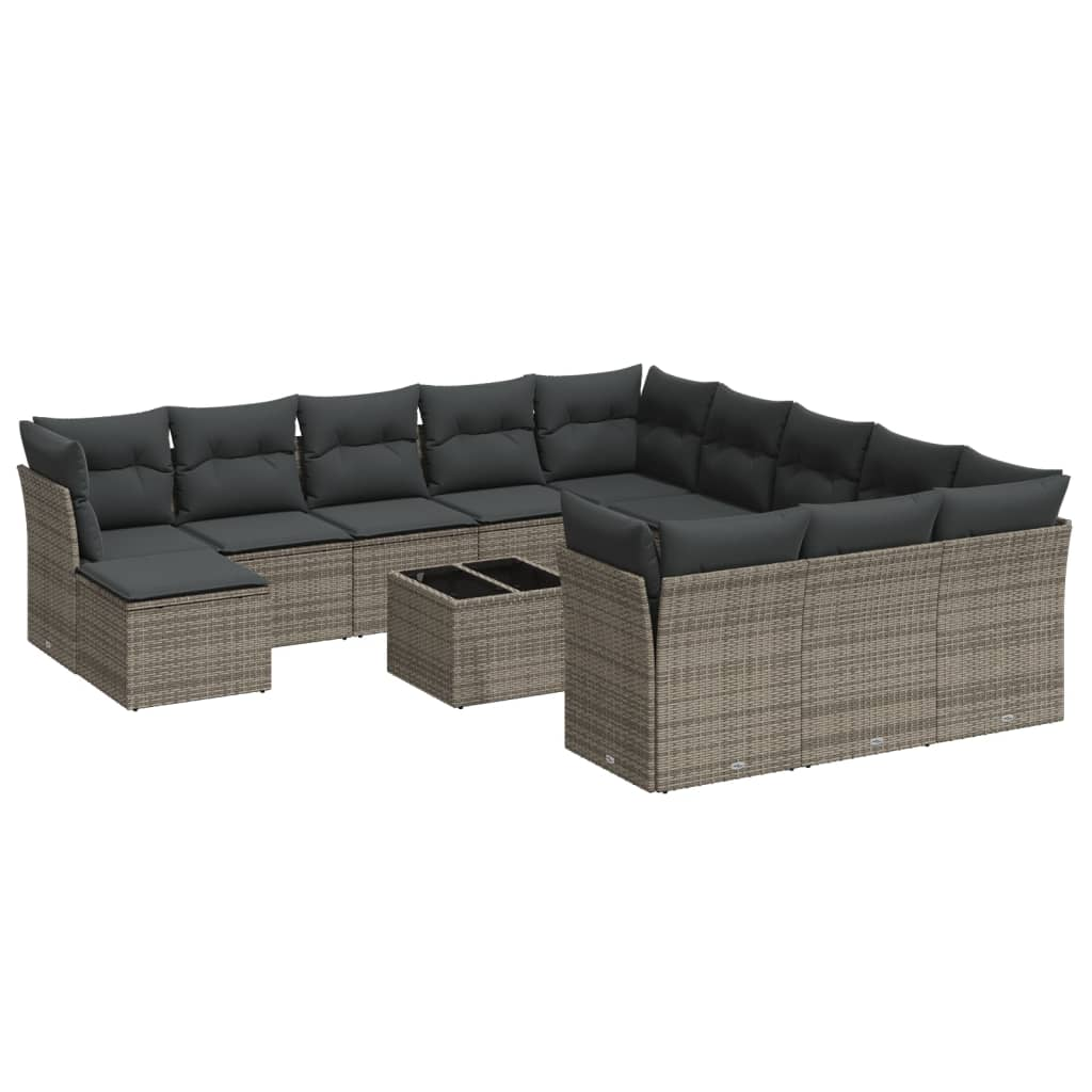 13 részes szürke polyrattan kerti ülőgarnitúra párnákkal (3218640)