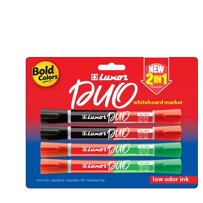LUXOR Duo Whiteboard marker, kétszínű- 4 db szett (33000-4BC)