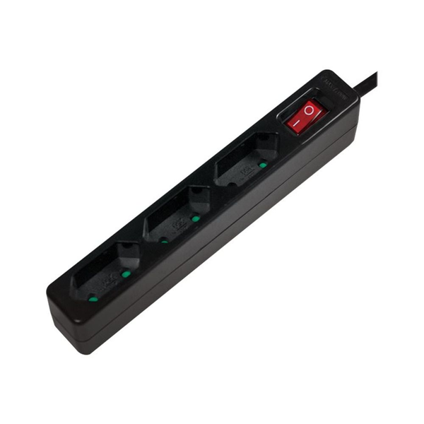 Logilink Outlet Strip, 3 Euro sockets, w. switch, black