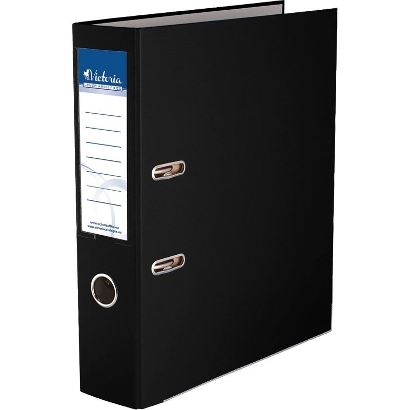 Victoria Basic iratrendező 75mm gerincvastagság, élvédő sínnel, A4 fekete (IDI75FK) (IDI75FK)
