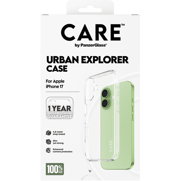 PanzerGlass CARE™ by ® Urban Explorer Case Transparent iPhone 17 mobiele telefoon behuizingen Hoes Transparant