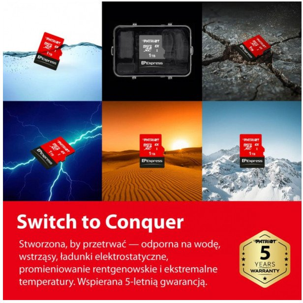 Patriot PEF1TEPEXMCX EP SERIES EXPRESS MICRO SDXC, 1TB, V30, A1, U3, 90 MB/s, W/O adapter