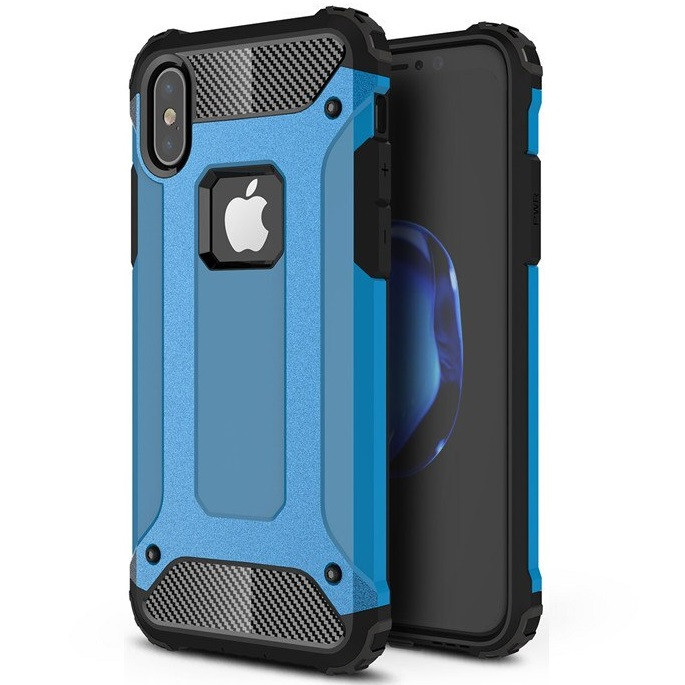 Apple iPhone 13 Pro Max, Műanyag hátlap védőtok, Defender, fémhatású, világoskék (106343)