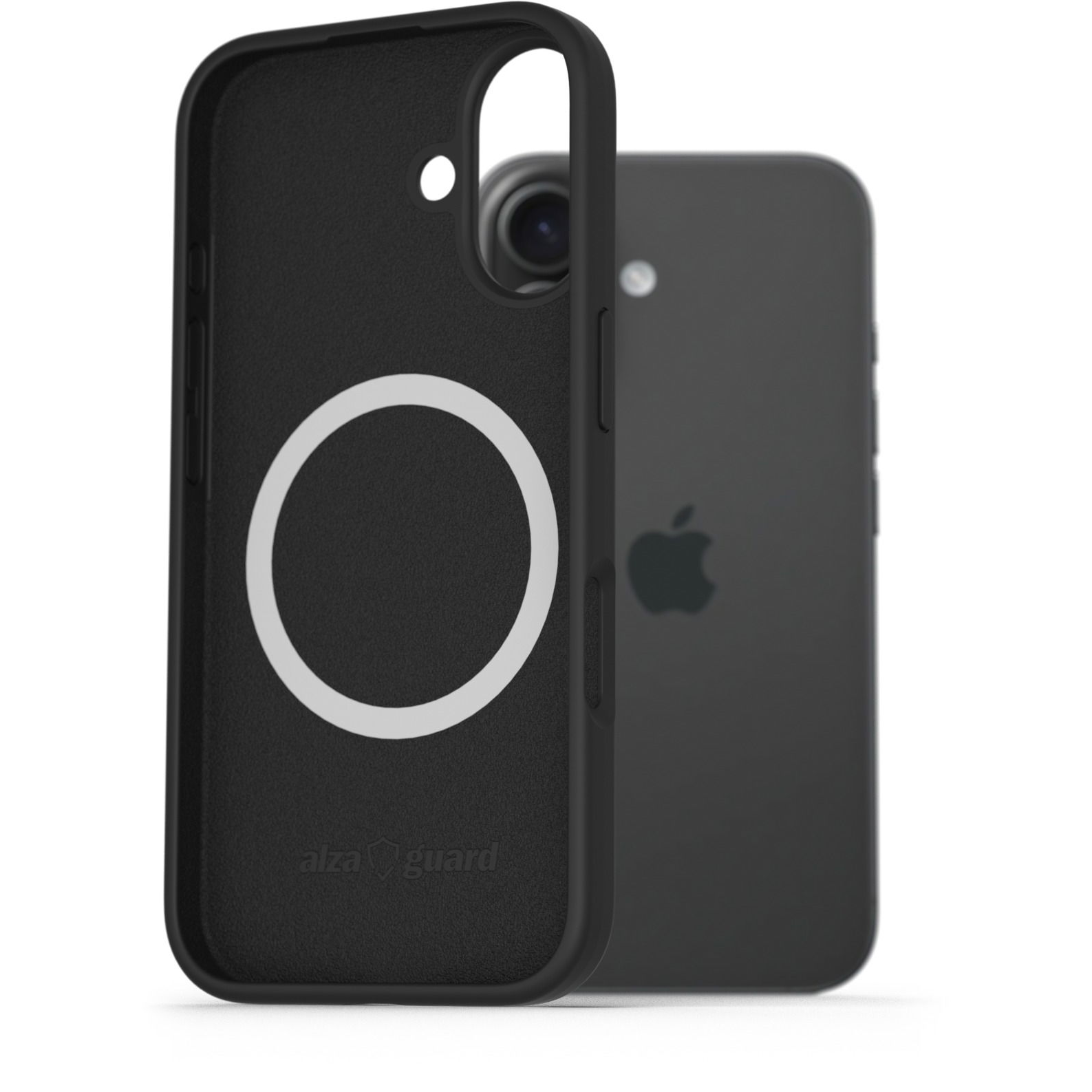 AlzaGuard iPhone 16 Silicone Case Compatible with Magsafe fekete tok (AGD-PCMS23B)