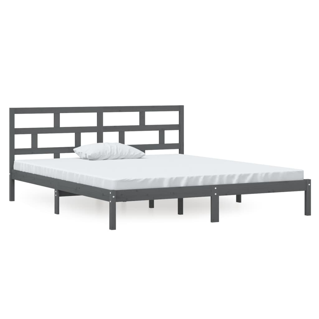 szürke tömör fa ágykeret 135 x 190 cm (4FT6 Double) (3101195)
