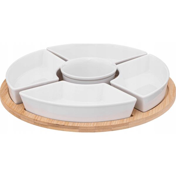 Set De 6 Piezas Aperitivo Secret De Gourmet Porcelana Blanco/madera 4,3x27x27 Cm