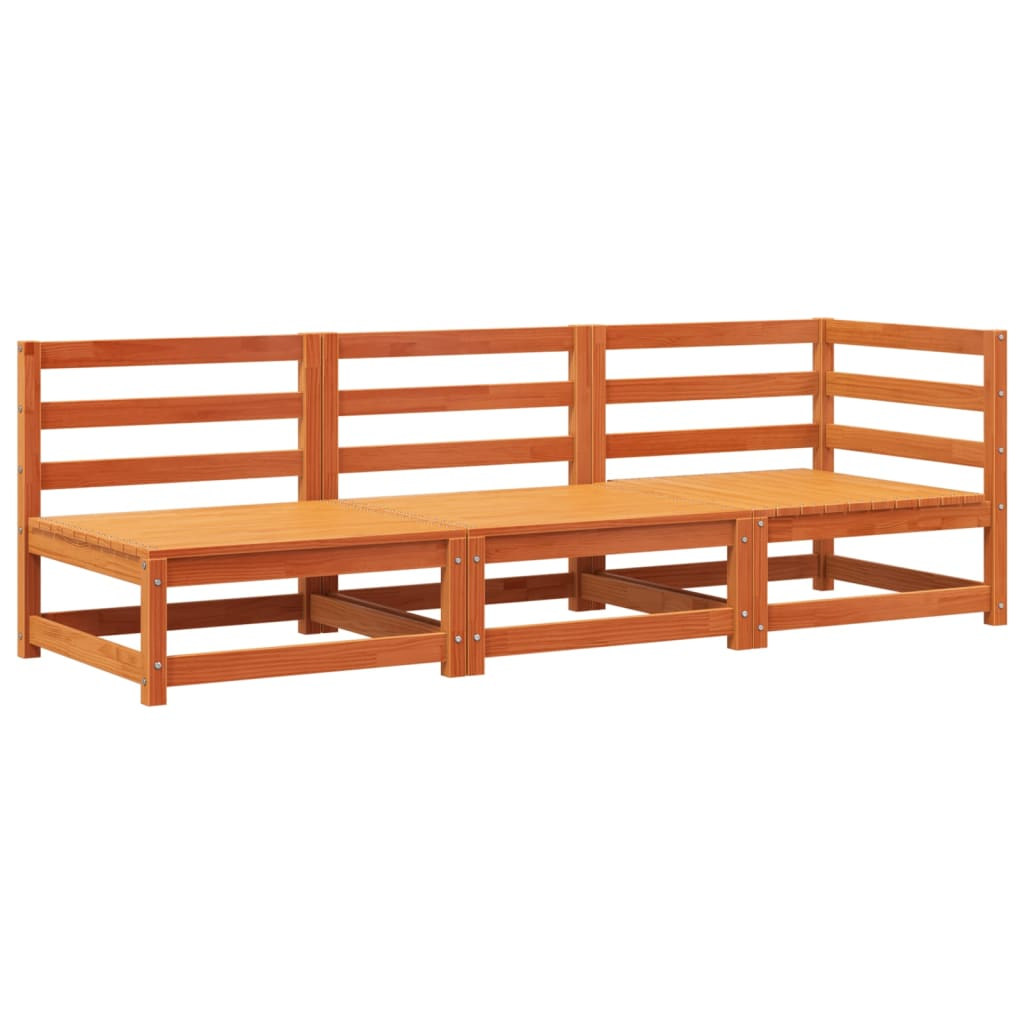 viaszbarna háromszemélyes tömör fenyőfa kerti kanapé (837953)