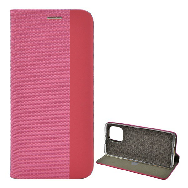 Tok álló, bőr hatású (FLIP, oldalra nyíló, asztali tartó funkció, textil minta) RÓZSASZÍN [Xiaomi Mi 11 5G] (5996591047591)