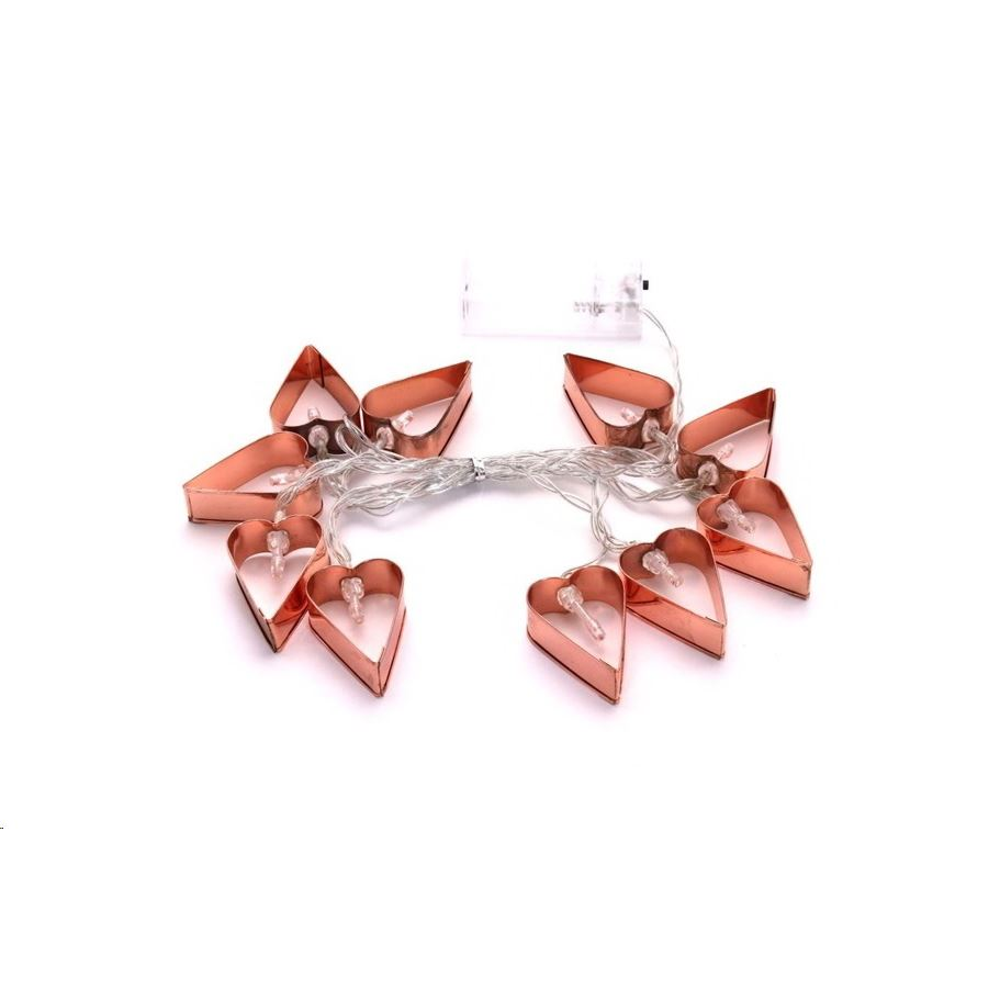 IRIS Szív alakú fém/2m/meleg fehér/10db LED-es/2xAA elemes fénydekoráció (240-06) (IRIS 240-06)