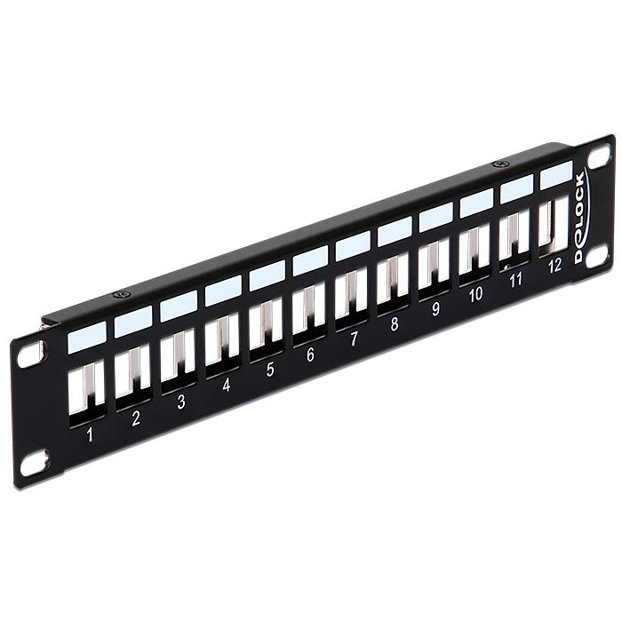 Delock 10” hálózati szekrényekhez Keystone patch panel 12 porttal 1U fekete (43326) (delock43326)