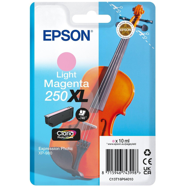 Epson 250XL Violin Claria Photo HD blækpatron 1 stk Original Højt (XL) udbytte Lys magenta