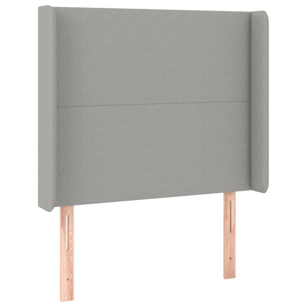 Tăblie de pat cu aripioare gri deschis 103x16x118/128 cm textil