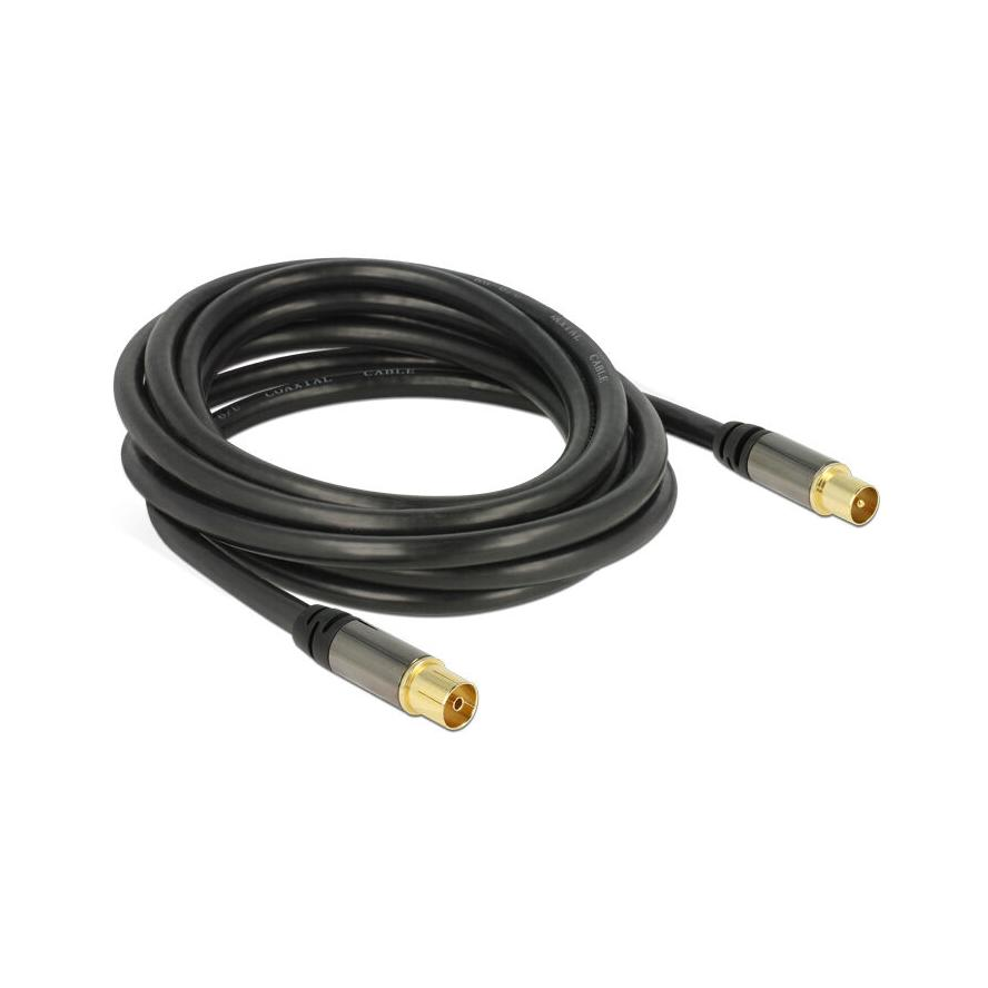 Delock IEC M/F antenna kábel 3m RG-6/U fekete (88924)