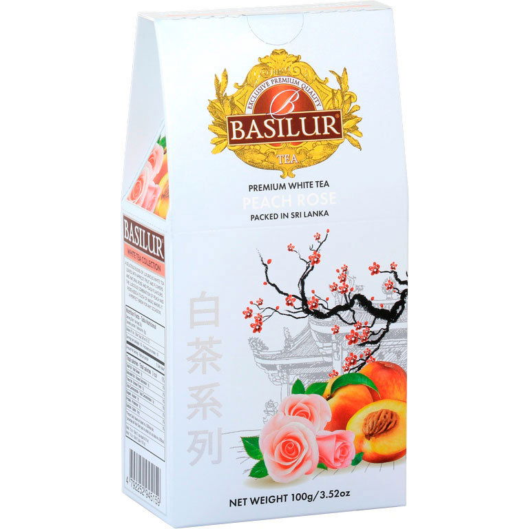BASILUR White Tea Peach Rose papír 100 g (4792252945159)