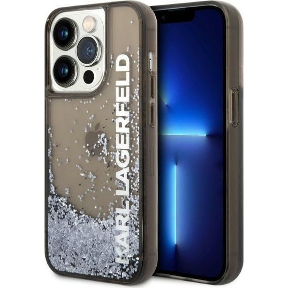 Karl Lagerfeld Liquid Glitter Elong Apple iPhone 14 Pro Max hátlap tok, fekete (KLD1248)